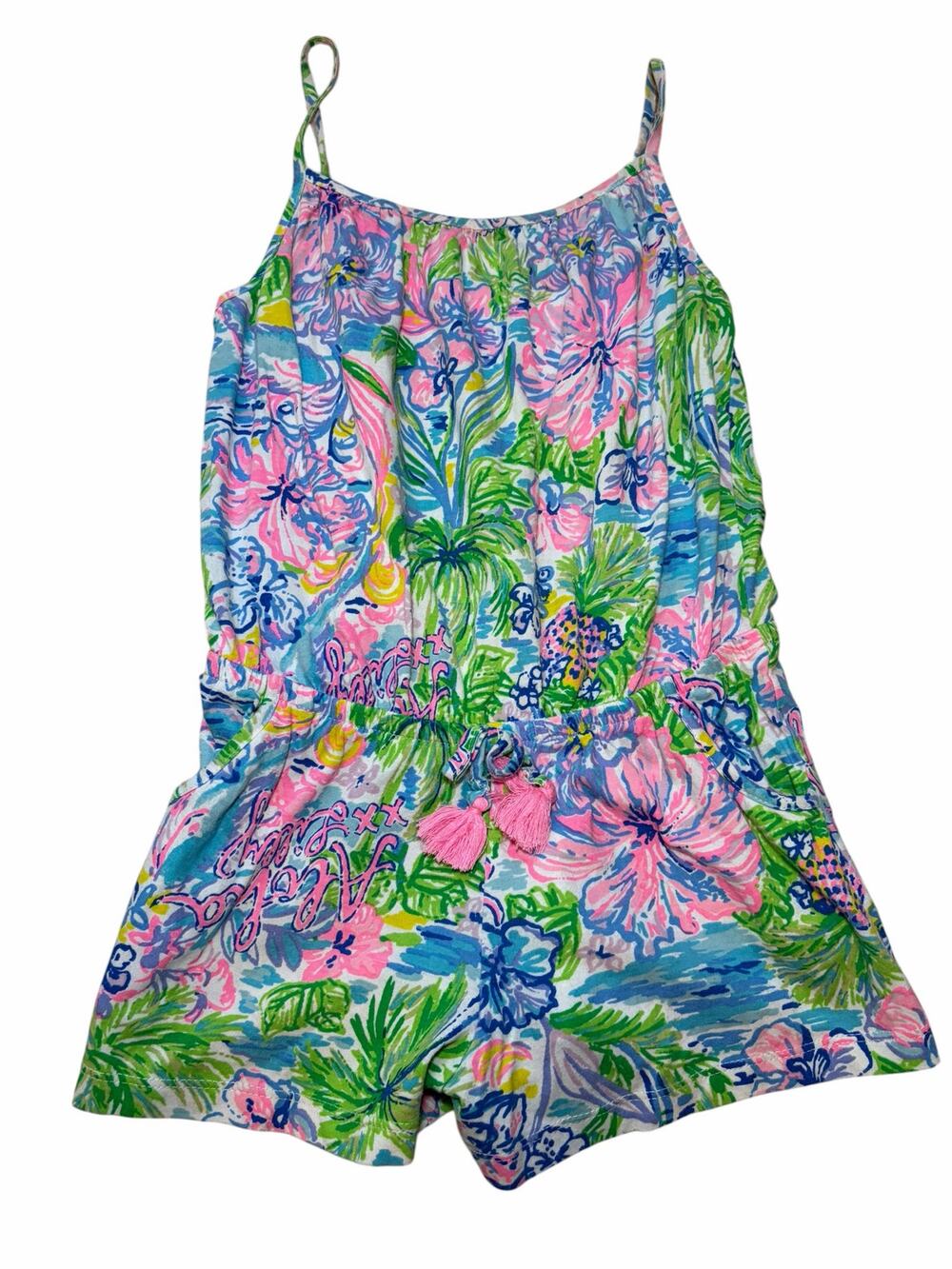 Lilly Pulitzer Girls Medium 6-7 Aloha Print Romper Hawaii Whaler's Village Maui